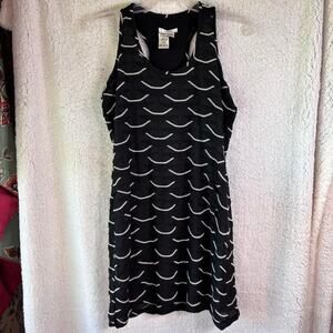 Sophie Max Tank Dress Black & White Midi Scalloped‎ Design Size L